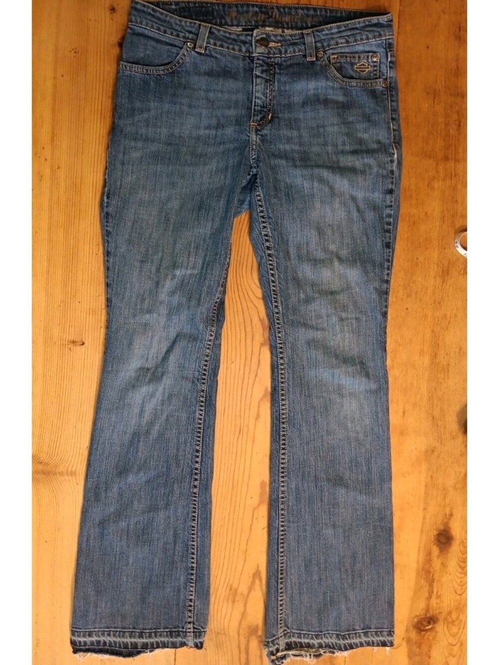 Harley Davidson Jeans Women 8 Regular Bootcut Embroidered Pocket Distressed Read - Picture 7 of 12
